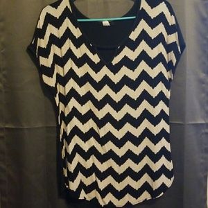 Black and cream short sleeved dress shirt